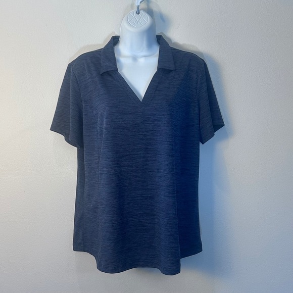 Lady Hagen Tops - Lady Hagen Womens Polo Shirt Blue Heather V Neck Short Sleeve Size L Golf Casual